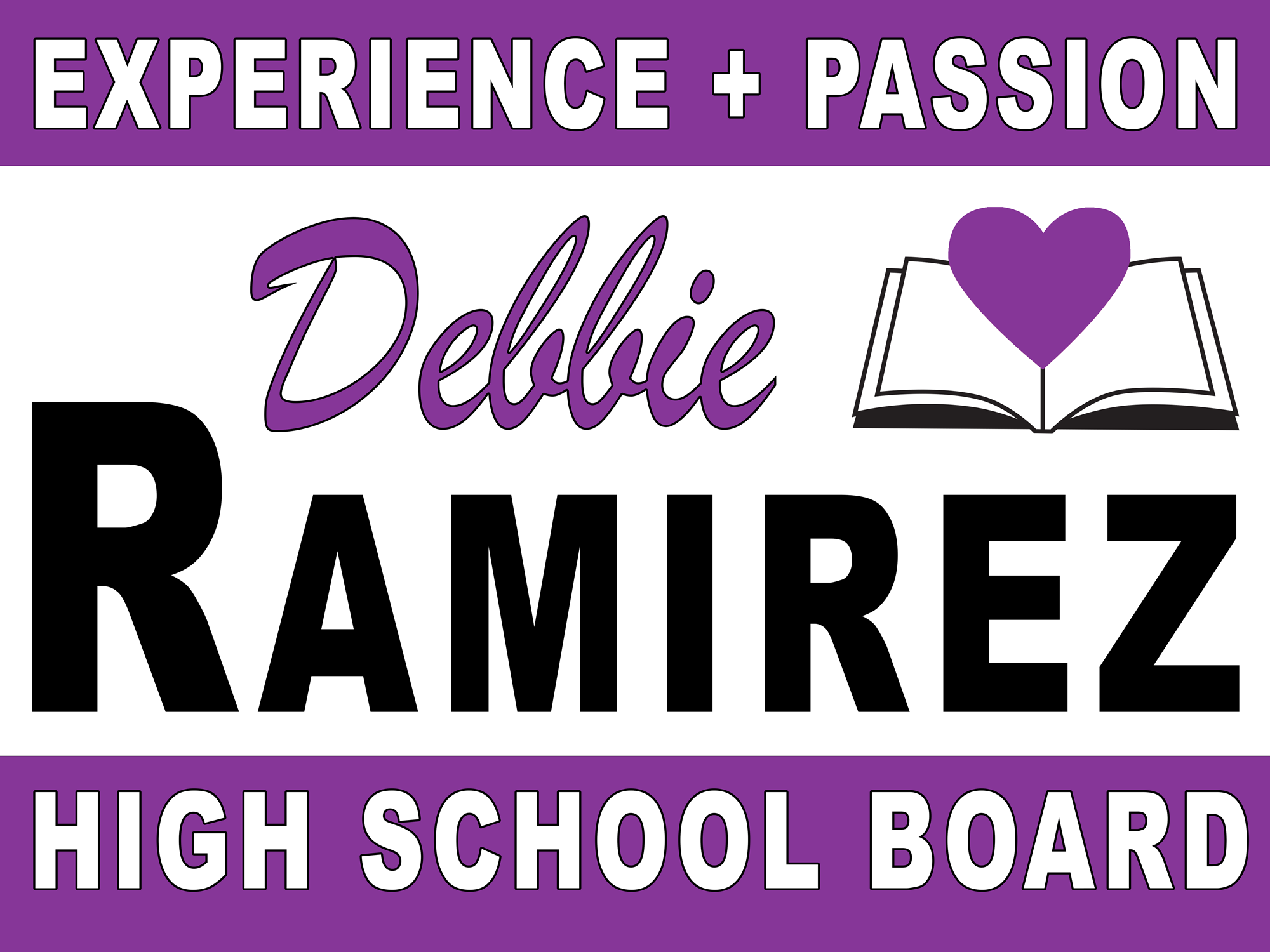 Logo. Debbie Ramirez for West Sonoma County High School Board. Experience + Passion.